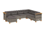 Garden furniture set with cushions, 7 pieces, grey woven resin RNKV85433