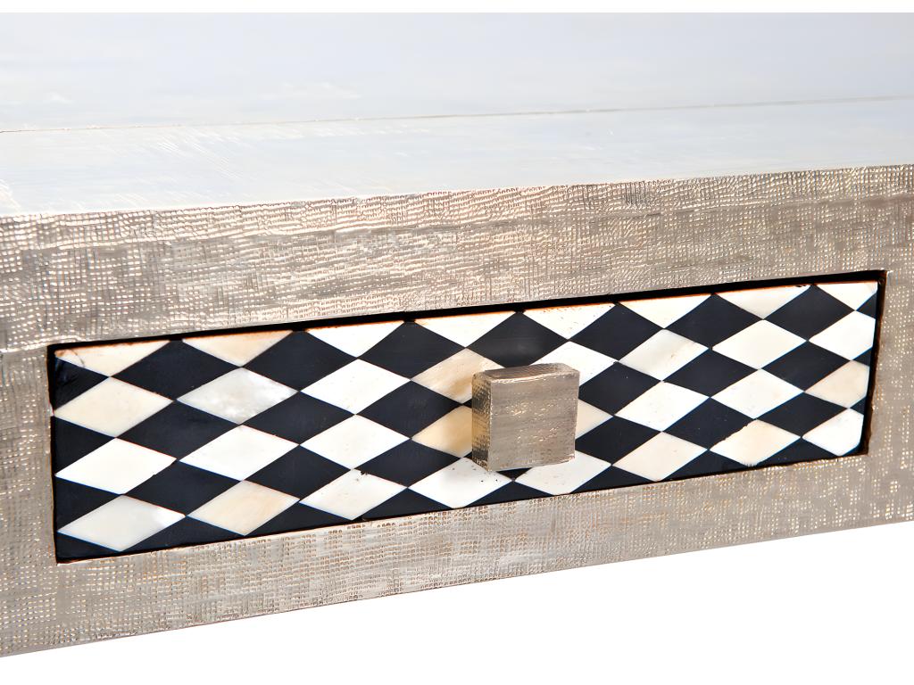 Nobellea Coffee Table with 2 Drawers, Silver, Black, White, Brown. MMAH51060