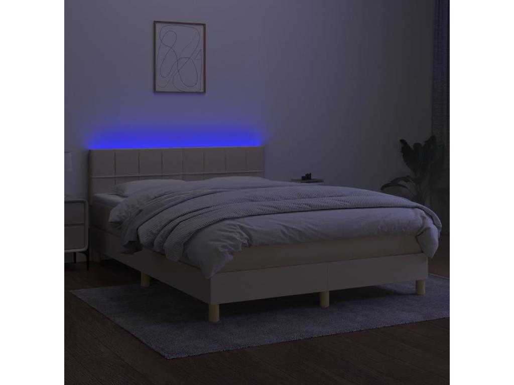 Nobellea bed base with LED mattress, Cream, 140x190 cm, Fabric QMWJ64226