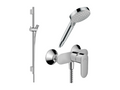Boisona mechanical shower mixer pack with 2-speed cartridge, Boisona flexible hose bar, and Boisona chrome shower head AGZZ19703