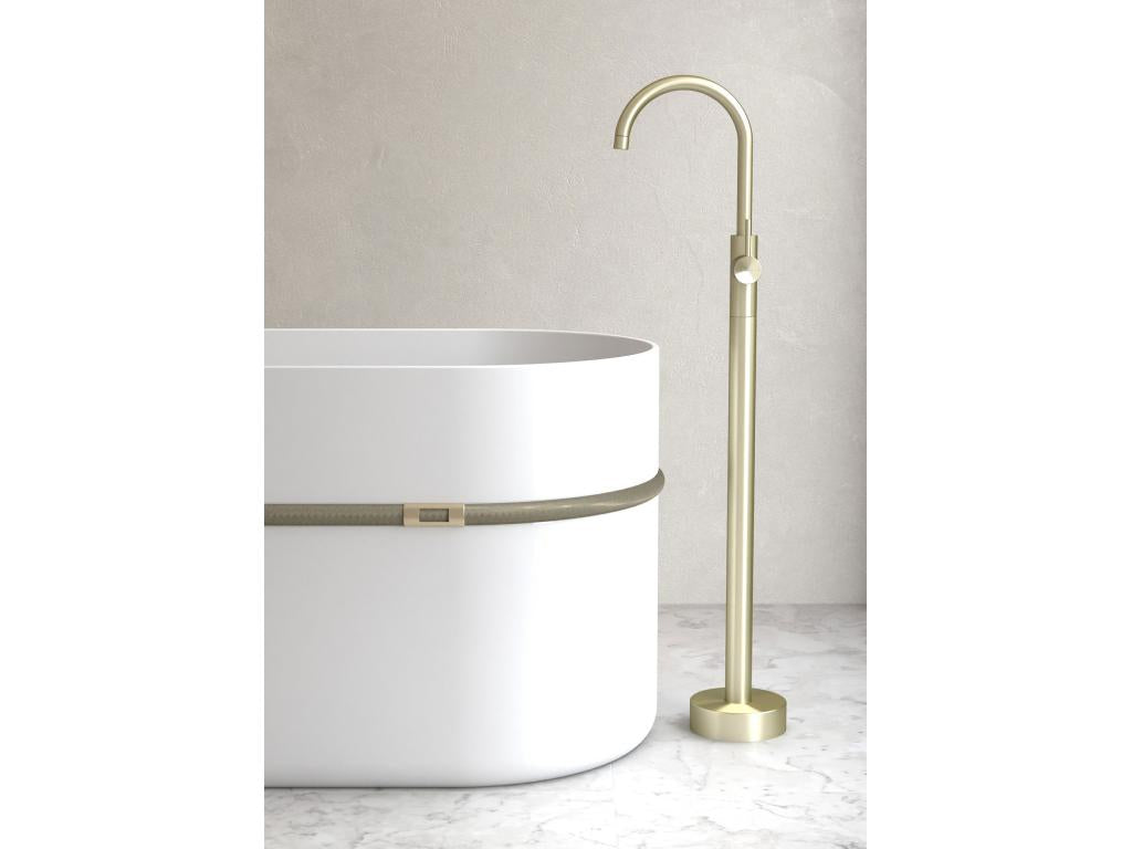 Single-column bath mixer tap, brushed gold - Nobellea MAEM36947