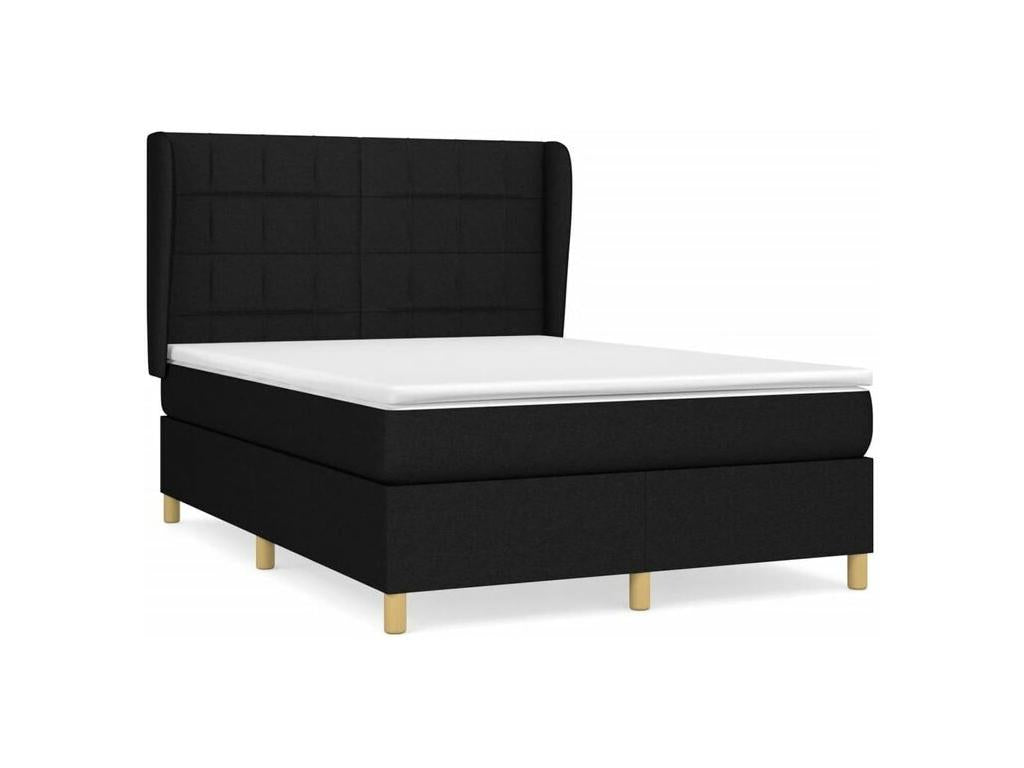 Nobellea bed base with mattress, black, 140x190 cm, fabric, XKGZ39281