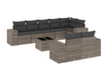 9-piece garden furniture set with grey resin wicker cushions IDOX17816