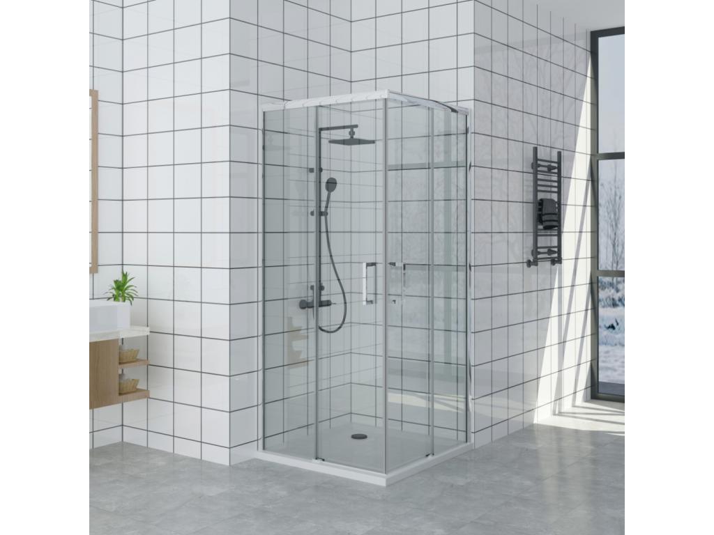 Shower enclosure 75x105 cm corner opening with easy entry, height 200 cm, in tempered glass AIFM18843