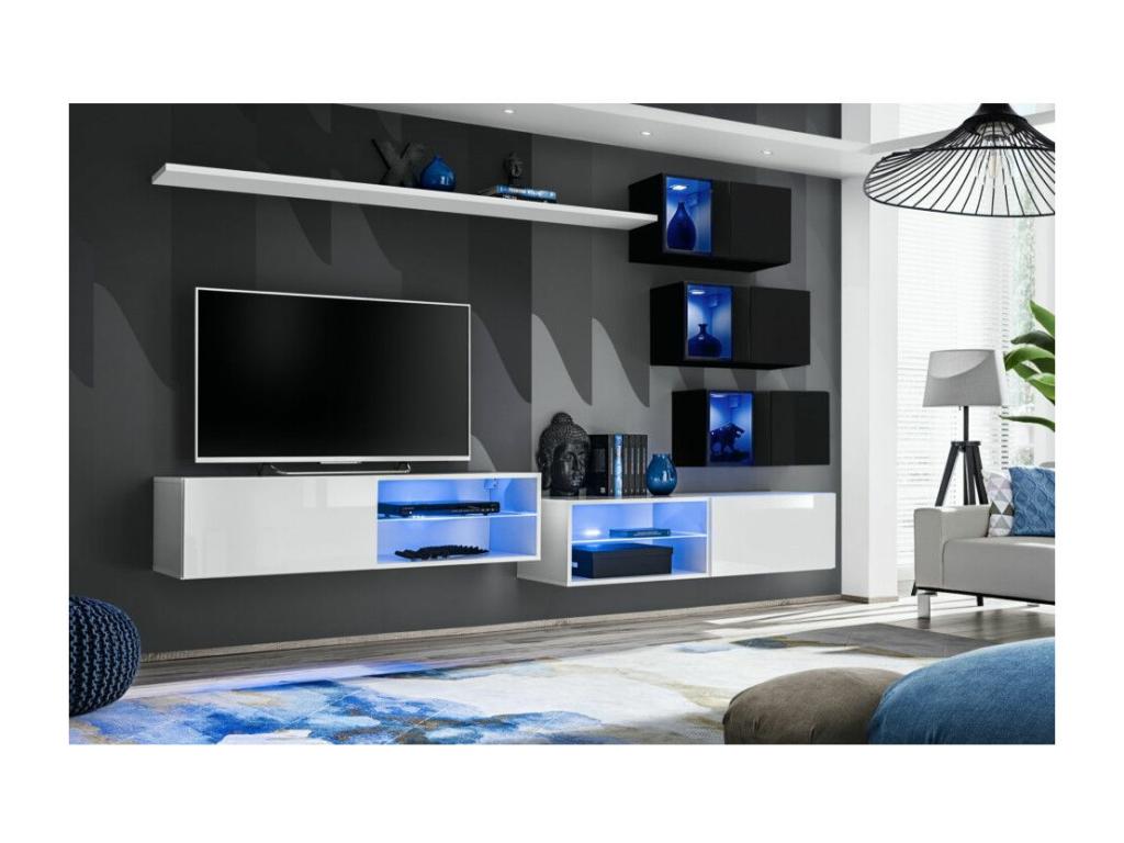 Boisona 250cm White/Black Designer TV Unit DCNA13176