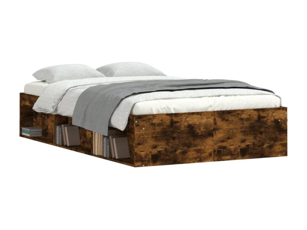 Bed frame without mattress, smoked oak, 120x200 cm TPBJ89564