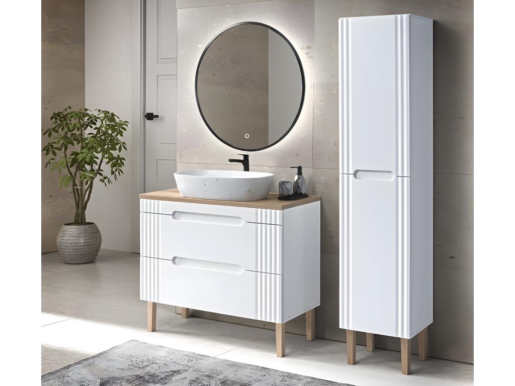 Bathroom vanity unit - Alpine White - W100-H62-D45.8 - Nobellea ROBX79851