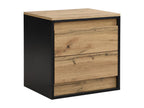 2-Drawer Bedside Table - With LEDs - MDF - Natural and Black Finish - Nobellea GHKF96244