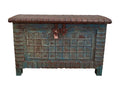 Wooden and blue metal chest 132x44x90h DSOD10535