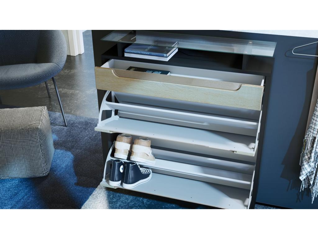 Matte Black and High Gloss Black Shoe Cabinet 89x104x23 cm XACH99680