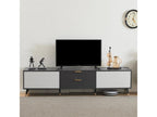Grey and white TV stand - 2 drawers, 2 doors, 115cm diameter x 17.5cm high, WDTQ26543