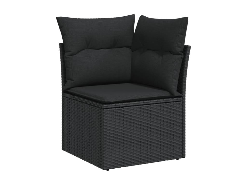 9-piece garden furniture set with cushions, black resin wicker, JVGW37638