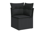 9-piece garden furniture set with cushions, black resin wicker, JVGW37638