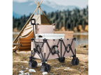 Folding Transport Cart with Brakes, 150KG Garden Cart, Removable All-Terrain Tires, Camping Cart, Light Brown SOEN33795