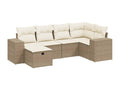Garden furniture set with cushions, 6 pieces, beige woven resin, FGPC34325