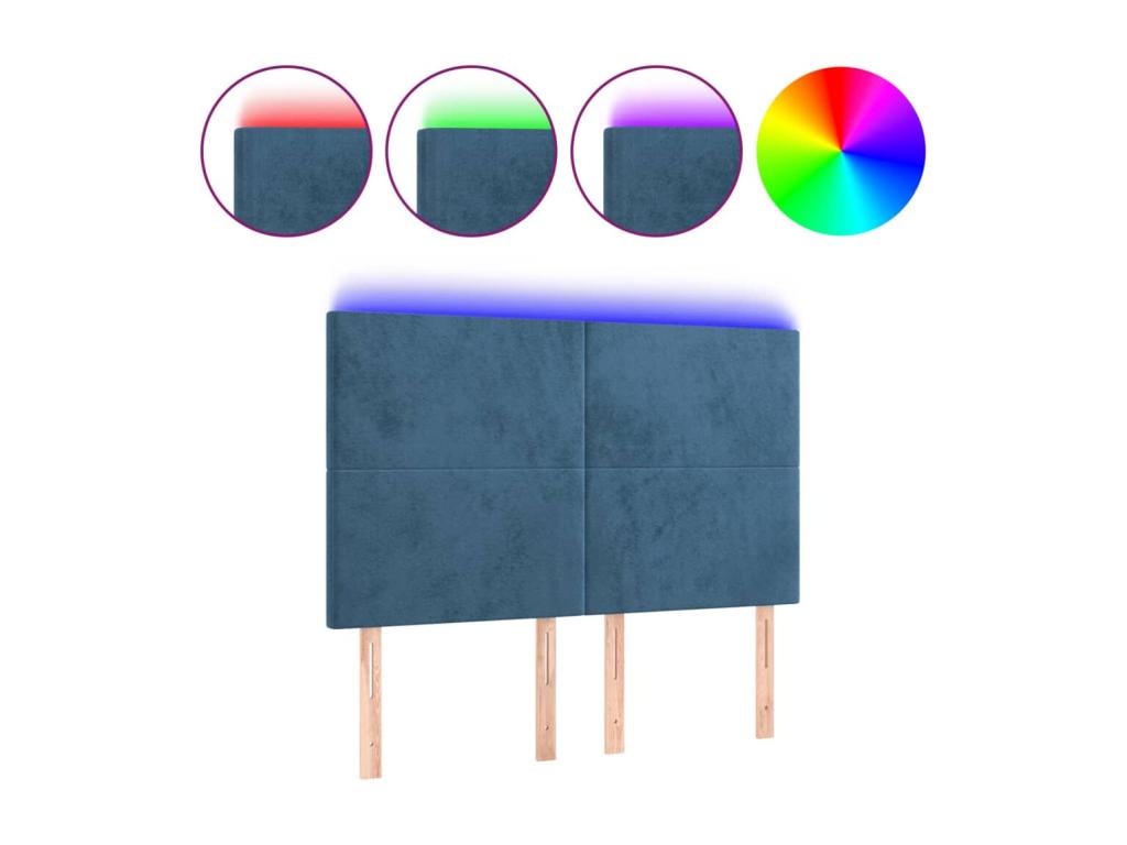 Dark Blue LED Headboard 144x5x118/128 cm Velvet CYVU40316