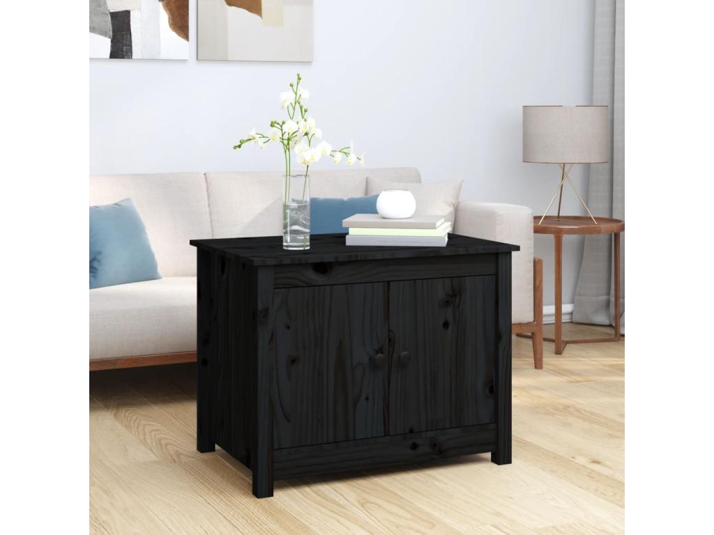 Black coffee table 71x49x55 cm Solid pine wood MRMS69932