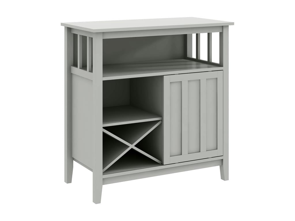 Buffet with sliding door, 2 shelves, bottle rack, niche, light grey MDF MPBM37331