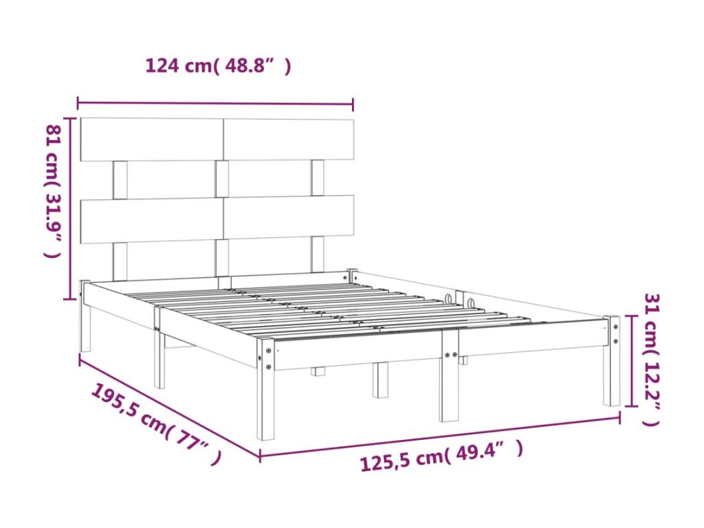 Bed frame without mattress 120x190 cm solid wood VSRZ55579
