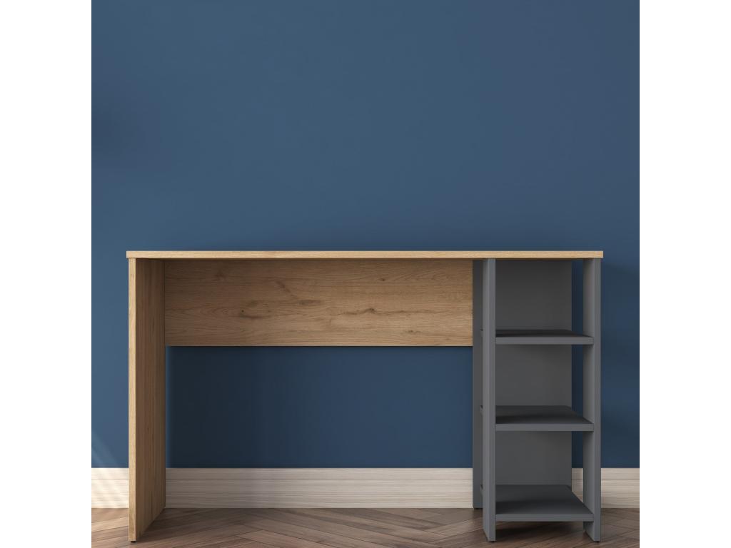 Boisona desk with shelf, 120cm wide, dark wood and anthracite, DKVC36030