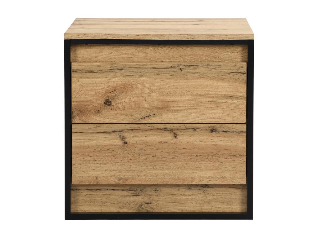 2-Drawer Bedside Table - With LEDs - MDF - Natural and Black Finish - Nobellea GHKF96244