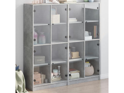 Bookcase with concrete grey doors 136x37x142 SBTW50618