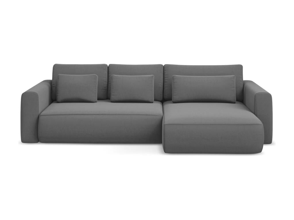 3-seater right-hand corner sofa bed in velvet - grey - Boisona LXYE08257