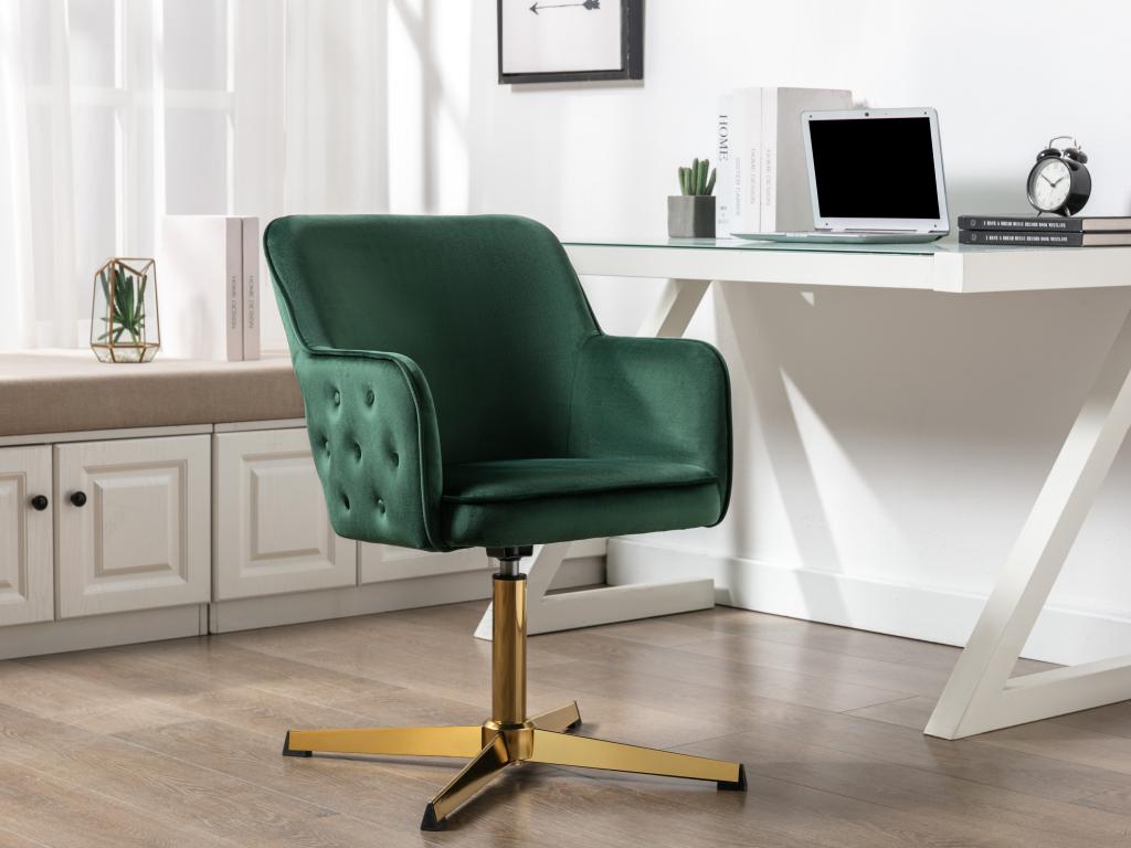 Office chair - Velvet - Green and gold - Nobellea BSHH44488