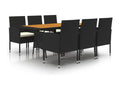 7-piece outdoor dining set, black wicker resin, LXKE87269
