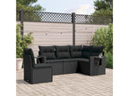 5-piece garden furniture set with cushions, black woven resin RODQ65888