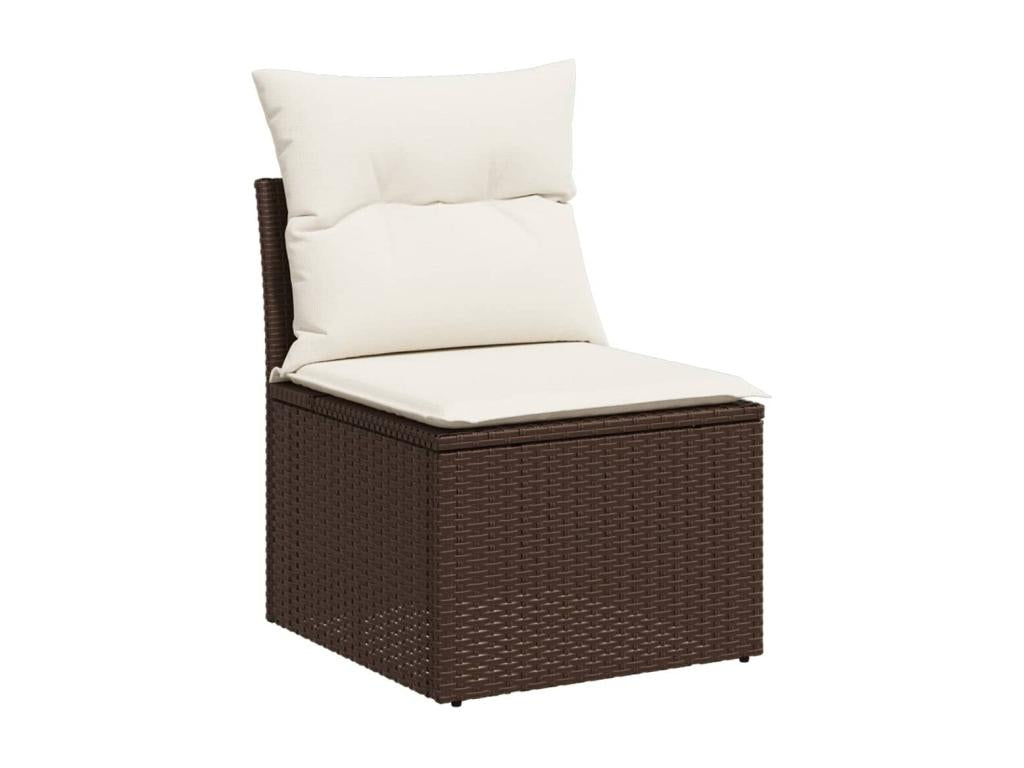 Garden furniture set with cushions, 9 pieces, brown woven resin GYYR51929