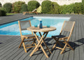 Nobellea - Teak Wood Garden Furniture Set for 2 People - Garden Set - 1 Round Folding Table 80 cm and 2 Textilene Chairs Nobellea HVVJ62463