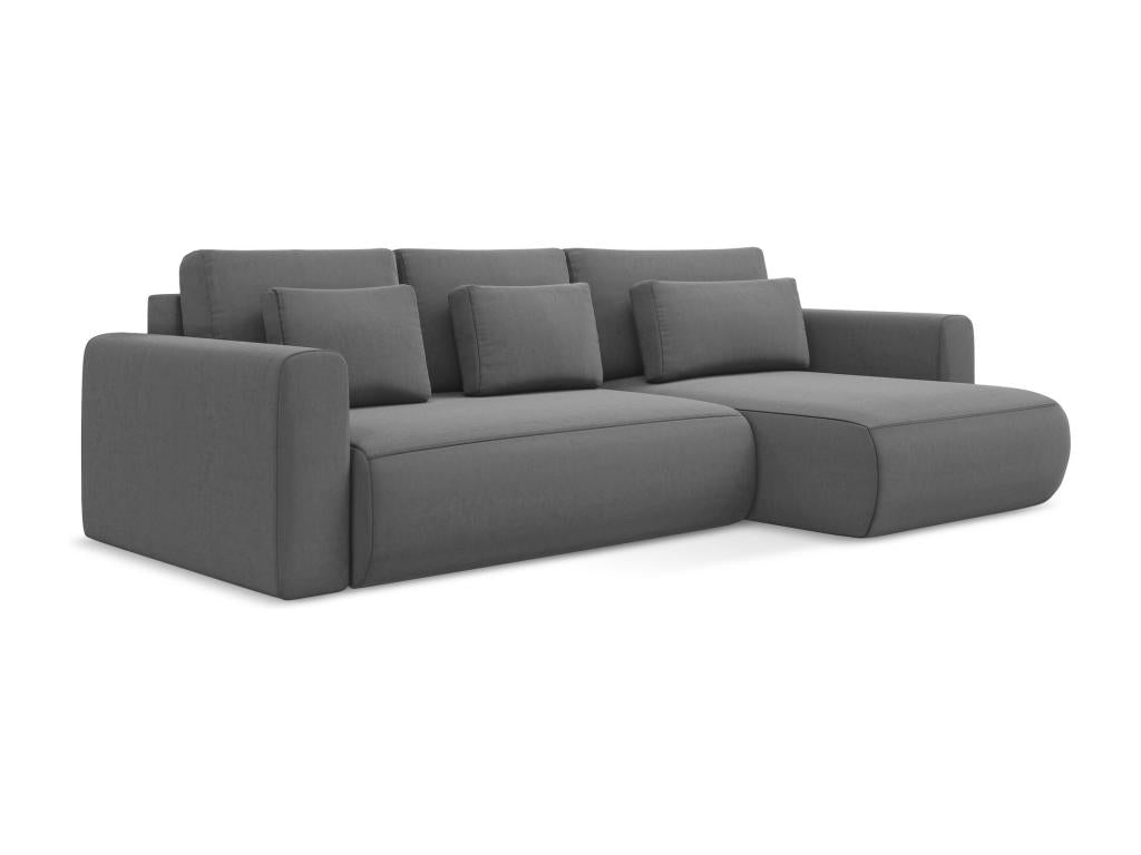 3-seater right-hand corner sofa bed in velvet - grey - Boisona LXYE08257