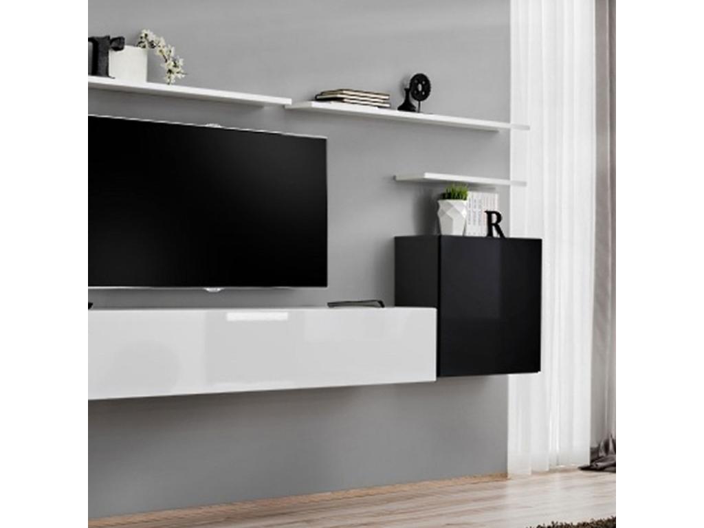 Nobellea I 330cm Black/White Wall-Mounted TV Unit PDLO57898