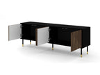 Nobellea IV 4D 180cm TV stand with milled edges on matte black/oak legs, Nobellea CBJB86836