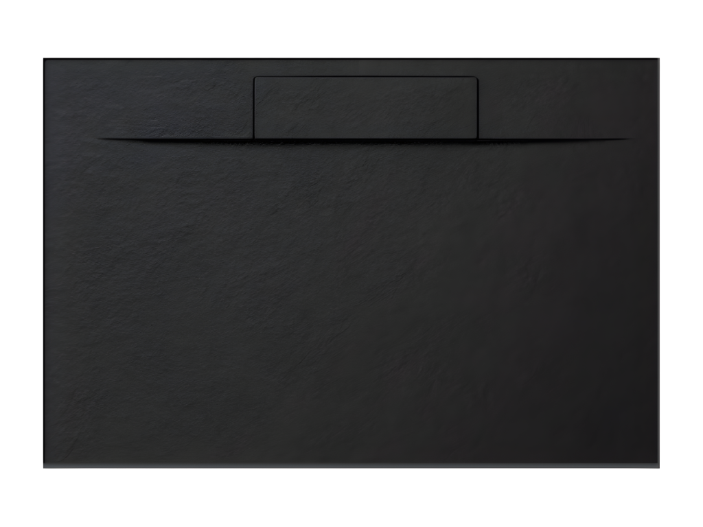 Nobellea 130x85 cm black shower tray in resin and marble powder with side grate in marble resin VEQO76275