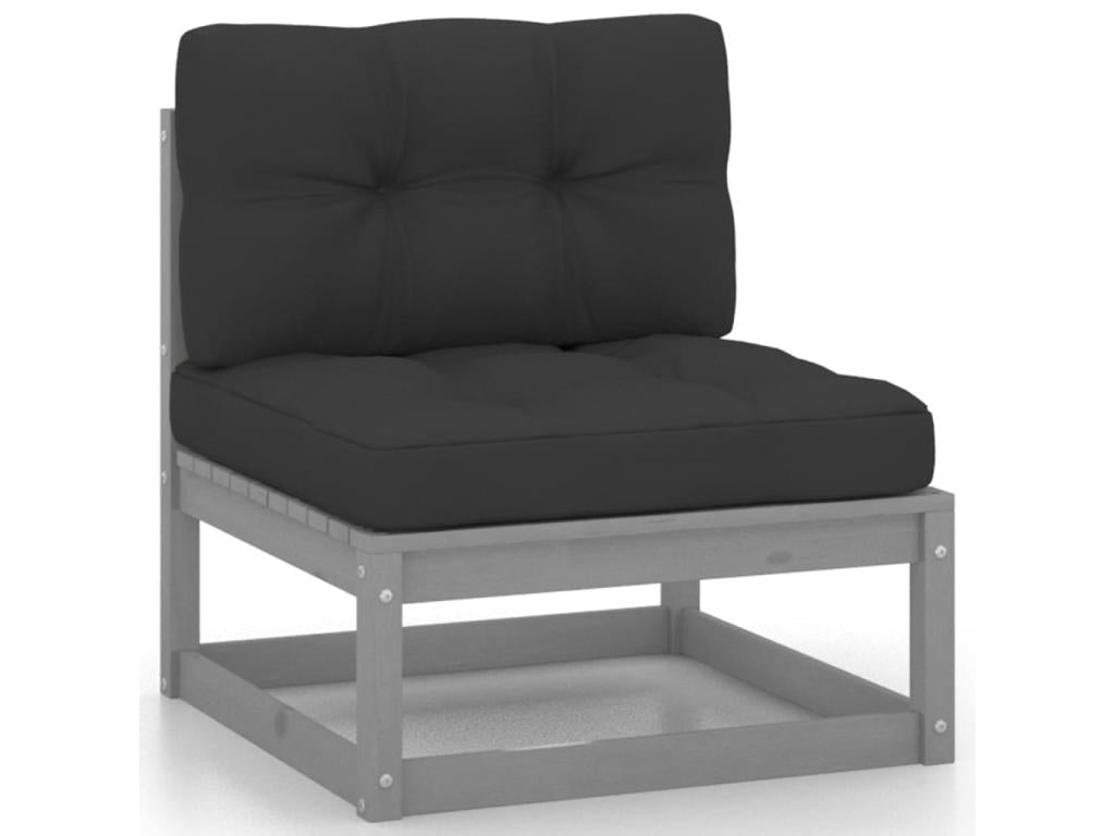 9-piece garden furniture set with cushions, grey, solid pine wood, 4 AIGL19944