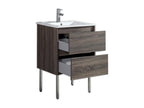 Nobellea LXCK98038 60cm Brown Single Sink Vanity Unit