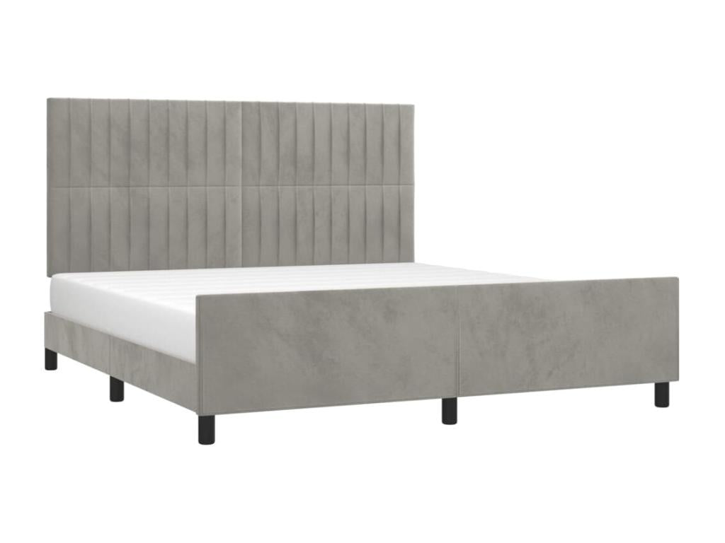 Bed frame with headboard, light grey, 160x200 cm, velvet, PVTO87170