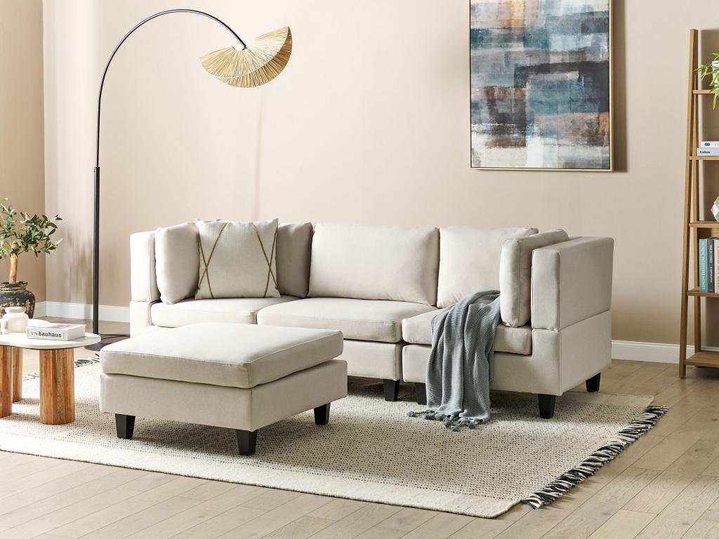 Nobellea Modular Sofa, Light Beige Fabric with Ottoman, 3-Seater, Nobelleaétrique RRCZ44198