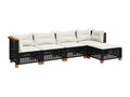 5-piece garden furniture set with cushions, black woven resin AKFE43591