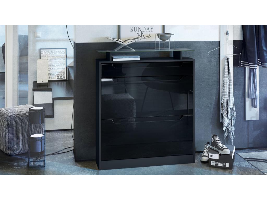 Matte Black and High Gloss Black Shoe Cabinet 89x104x23 cm XACH99680