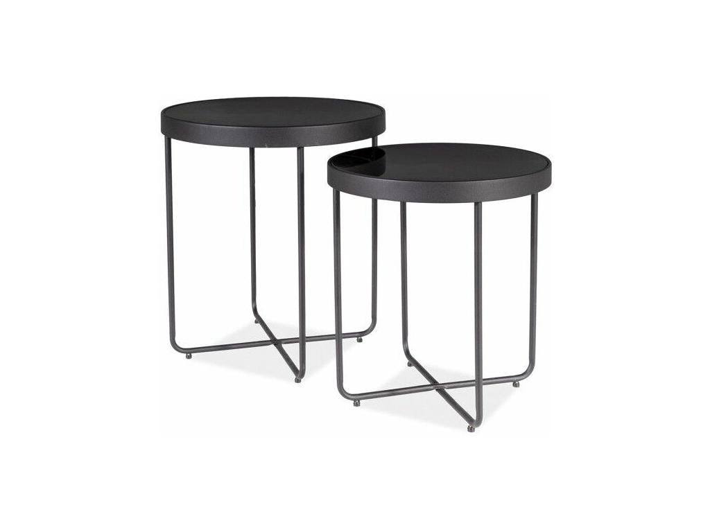 Set of 2 side tables - Boisona - Tempered glass VUNX12377