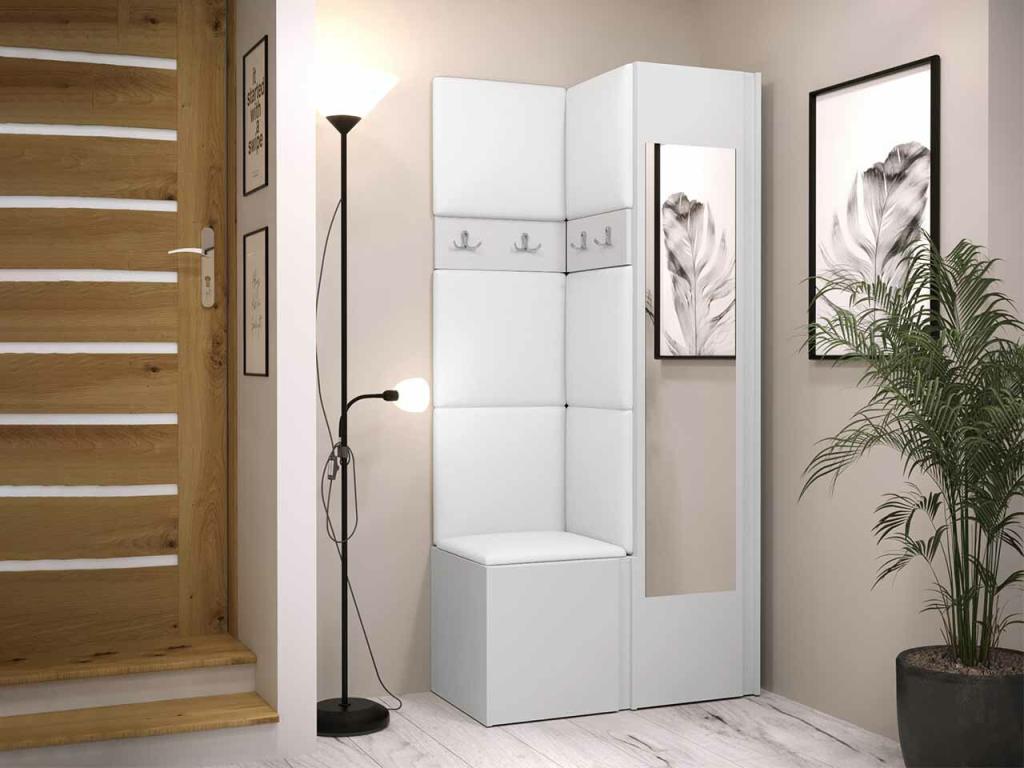 Boisona 354 Hallway Unit 186x82x44cm White Mirror Faux Leather - Laminate PGXD58700