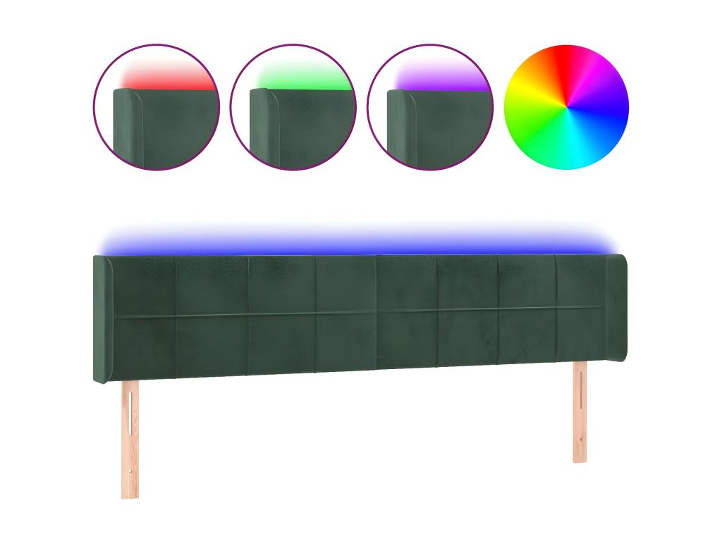 Dark Green LED Headboard 203x16x78/88 cm Velvet RJAF28493