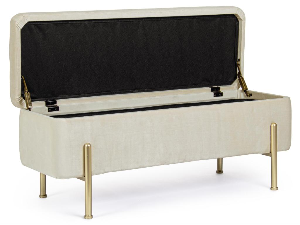 Nobellea 110cm Natural Velvet Storage Bench with Gold Legs ZDRU35675