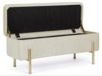 Nobellea 110cm Natural Velvet Storage Bench with Gold Legs ZDRU35675