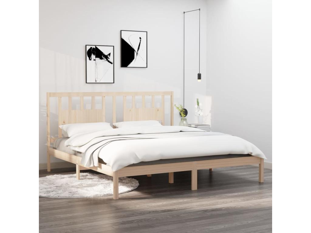 Solid pine wood bed frame 200x200 cm CLIS07396