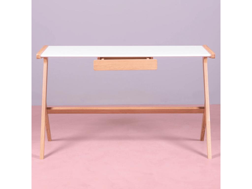 Minimalist desk with central drawer - Boisona - White YEGY83749