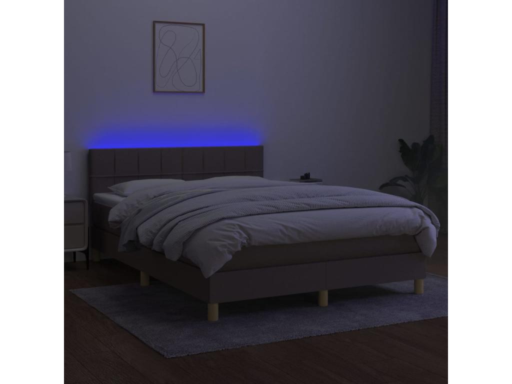 Upholstered bed base with mattress and LED lighting Boisona 140x190 cm Fabric KWKW81319